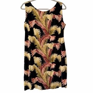 Reyn Spooner Vintage 90’s Hawaiian Black Dress Palm Leaf Casual Resort